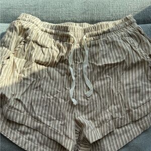 Billabong Cream and Tan Striped Women’s Athletic Shorts